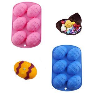 2 pcs New Easter Egg Shaped Silicone Chocolate Candy Mold, Baking Molds Candy